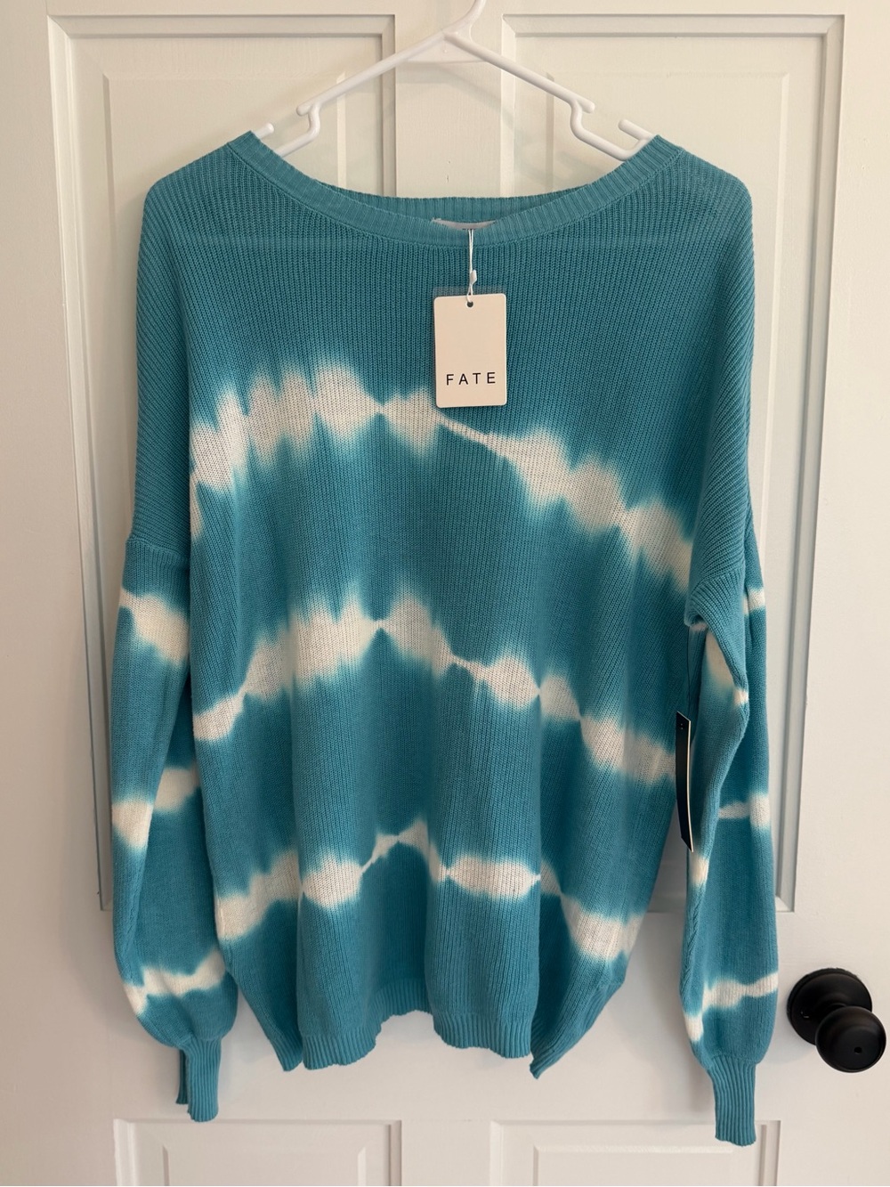FATE Tie Dye‎ Open Back Cotton Sweater NWT Medium Blue Boho